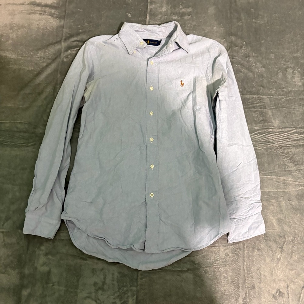 Ralph Lauren Shirt Mens Small Long Sleeve Button Down Blue Flesh Pony Preppy